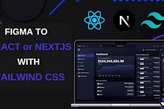 convert design to react and nextjs web app with tailwind CSS
