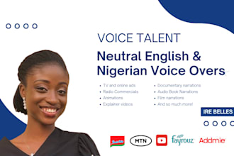 deliver neutral english or nigerian female voice overs