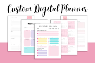 custom canva planner, workbook, journal, tracker for etsy