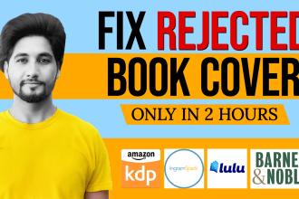 resize, fix rejected book covers for KDP, ingram spark, lulu