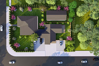 architectural 3d site plan render for real estate property