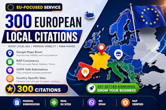 build 300 top european local citations and directory submissions