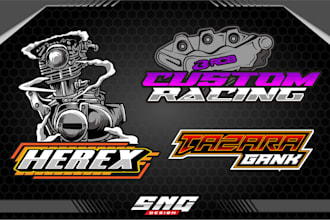 cool racing logo design, automotive with 3d style