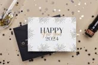 design happy new year flyer, new year party, social media
