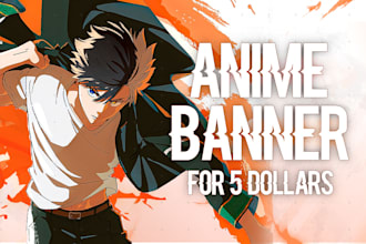 design perfect anime header, banner for your youtube, twitch