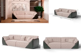 modeling of the sofa by references and dimensions