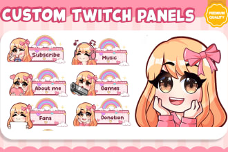 design custom twitch panel chibi for vtuber chibi style