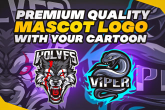 design a custom cartoon and mascot gaming logo for twitch, youtube and esports