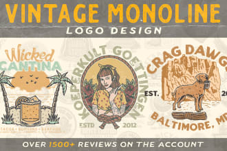 create vintage monoline logo design for brand identity