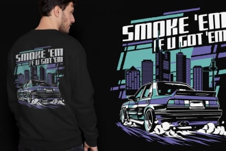 create jdm cars and custom streetwear tshirt and hoodie designs