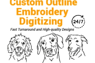 create custom outline embroidery digitizing line art embroidery design