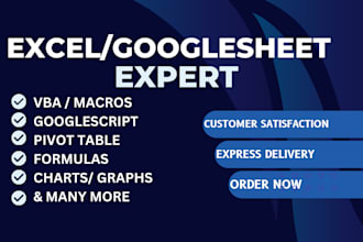 create an excel spreadsheet charts, graphs, pivot table, formula or dashboard