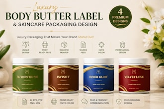 design luxury body butter label and skincare packaging