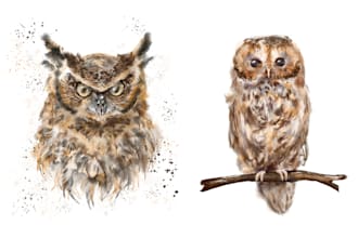 paint animals watercolor or digital illustration