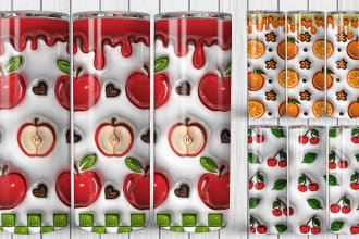 do 2d 3d inflated skinny tumbler wrap design
