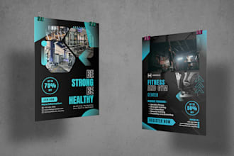 design modern gym  and fitness flyer poster within 12 hours