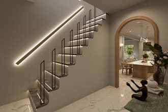 design modern staircase with realistic 3d render