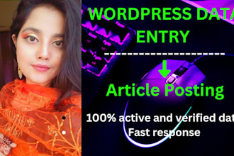 do wordpress data entry and article posting with images