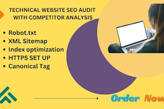provide technical website SEO audit  report  competito analysis and action plan