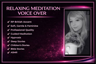 record a soothing meditation voice over or calm asmr audio