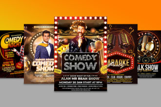 design comedy night,  karaoke, open mic, club,  event flyer