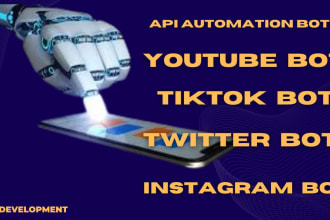 develop instagram bot, python youtube bot, tiktok bot, twitter bot in python