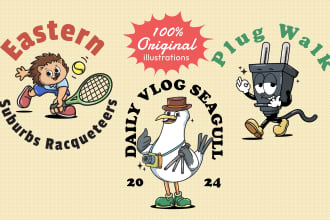 create cute vintage retro cartoon  mascot illustration logo
