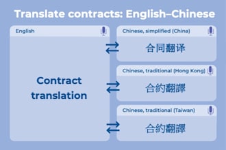 help you translate english contracts into chinese and vice versa
