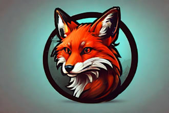 design realistic red fox mascot logo with creative concepts