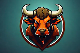 design wonderful bull mascot logo with unlimited revision