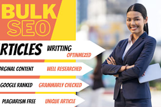 write bulk SEO articles and optimize blog posts and engaging content