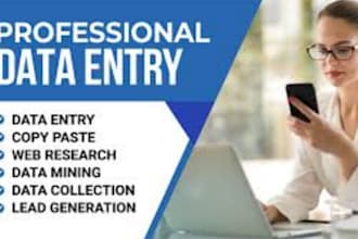 do expert data entry specialist excel, copy paste, typing and web scraping