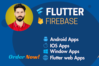 flutter app development with firebase backend, ios android and web