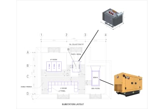 provide substation design with lighting and power layout