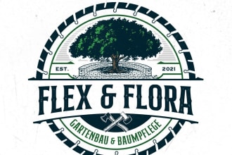 create a polished, contemporary tree garden logo for you