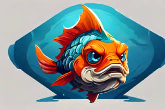 create amazing fish mascot logo with unlimited revisions