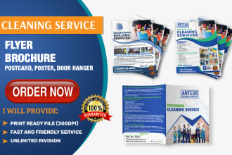 express urgent cleaning and medical flyers, brochures, postcard design in 24hrs