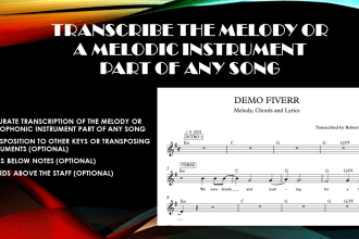 transcribe note for note the melody or a melodic instrument part of any song