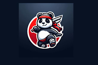 create an eye catching panda ninja mascot logo for you in one day