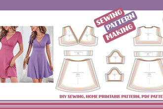 make digital sewing pattern, grading for any garments in PDF