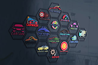 make auto detailing car wash automotive logo design for you