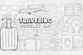 draw cute doodle illustration, patterns, line, vector art