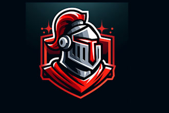 design eye catchy knight helmet mascot logo with express deli