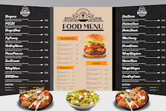 do creative spa menu, price menu, flyer and food menu design