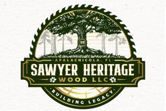 create a distinctive, modern, wood logo for your business