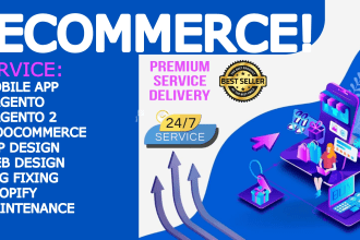 build ecommerce mobile app in magento 2, shopify, flutterflow or woocommerce