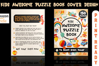 design kids puzzle book cover design for amazon kdp