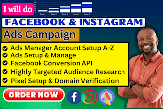 run facebook and instagram ad campaigns for  traffic sales, and leads