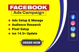be your facebook ads campaign manager, fb marketing and shopify fb ads manager