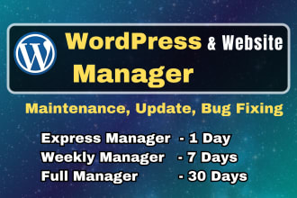 be a wordpress manager, website manager, website maintenance, wordpress support